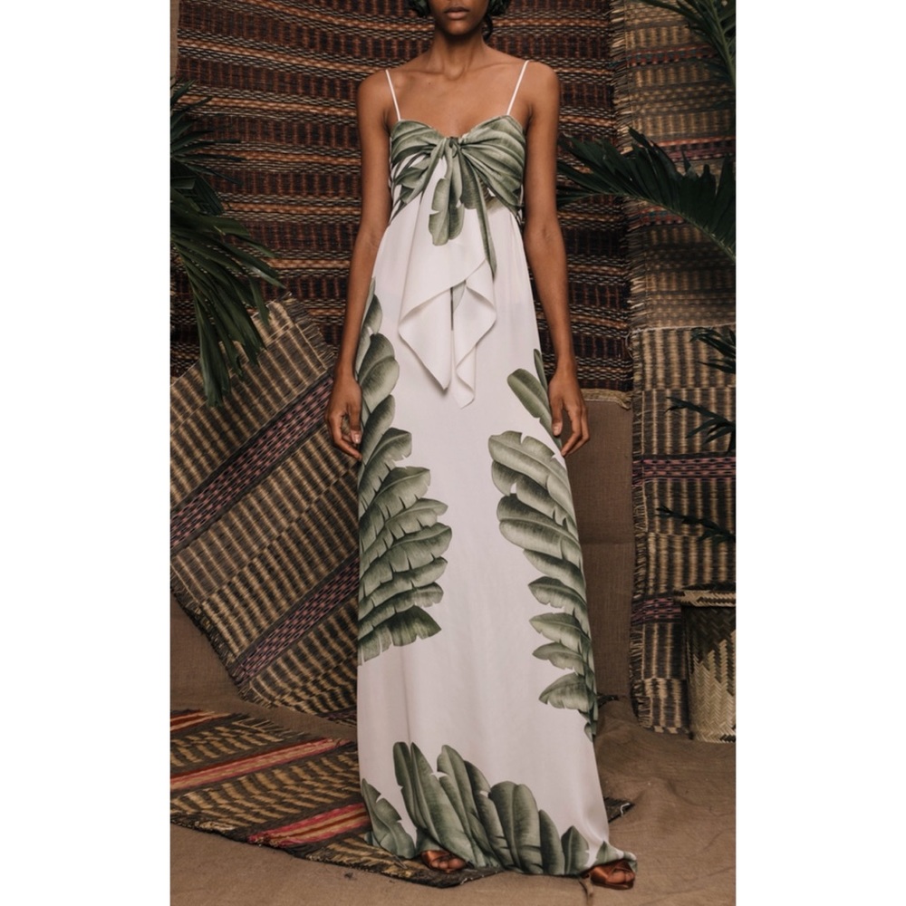 Johanna Ortiz Holy Earth Silk Palm Maxi Dress